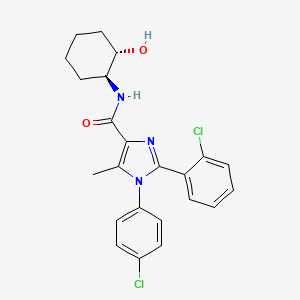 molecular formula C23H23Cl2N3O2 B10795129 2-(2-chlorophenyl)-1-(4-chlorophenyl)-N-((1S,2S)-2-hydroxycyclohexyl)-5-methyl-1H-imidazole-4-carboxamide 