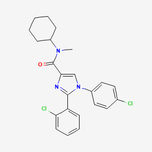 molecular formula C23H23Cl2N3O B10795142 2-(2-chlorophenyl)-1-(4-chlorophenyl)-N-cyclohexyl-N-methyl-1H-imidazole-4-carboxamide 