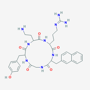 molecular formula C34H43N9O6 B10795220 cyclo(-Nal-Gly-D-Tyr-Dab-Arg-) 