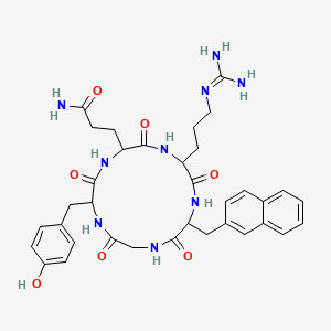 molecular formula C35H43N9O7 B10795236 cyclo(-Nal-Gly-D-Tyr-Gln-Arg-) 