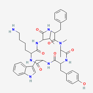 molecular formula C44H56N8O7 B10795392 cyclo[DL-N(Me)Ala-DL-Tyr-DL-Trp-DL-Lys-DL-Val-DL-Phe] 