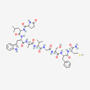 molecular formula C49H69N11O11S B10795403 H-DL-Pyr-DL-Leu-DL-Trp-DL-Ala-DL-Val-Gly-DL-Ser-DL-Phe-DL-Met-NH2 