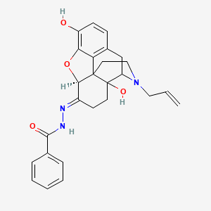 molecular formula C26H27N3O4 B10795537 N-[(E)-[(7aS)-4a,9-dihydroxy-3-prop-2-enyl-2,4,5,6,7a,13-hexahydro-1H-4,12-methanobenzofuro[3,2-e]isoquinolin-7-ylidene]amino]benzamide 