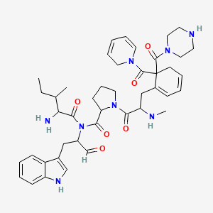 molecular formula C43H56N8O6 B10795539 N-(2-amino-3-methylpentanoyl)-N-[1-(1H-indol-3-yl)-3-oxopropan-2-yl]-1-[2-(methylamino)-3-[6-(piperazine-1-carbonyl)-6-(2H-pyridine-1-carbonyl)cyclohexa-1,3-dien-1-yl]propanoyl]pyrrolidine-2-carboxamide 