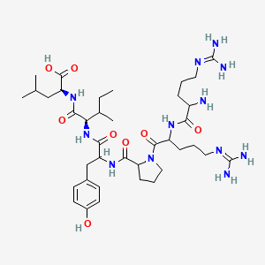 molecular formula C38H64N12O8 B10795584 (S)-2-{(R)-2-[2-({1-[2-(2-Amino-5-guanidino-pentanoylamino)-5-guanidino-pentanoyl]-pyrrolidine-2-carbonyl}-amino)-3-(4-hydroxy-phenyl)-propionylamino]-3-methyl-pentanoylamino}-4-methyl-pentanoic acid 