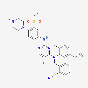 molecular formula C33H36FN7O3S B10795839 2-[[N-[2-[3-ethylsulfonyl-4-(4-methylpiperazin-1-yl)anilino]-5-fluoropyrimidin-4-yl]-5-(hydroxymethyl)-2-methylanilino]methyl]benzonitrile 