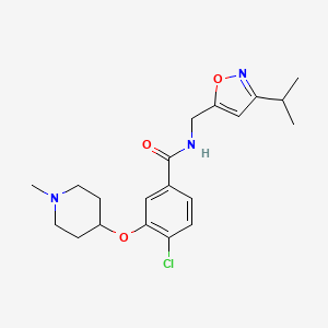 4-chloro-3-(1-methylpiperidin-4-yl)oxy-N-[(3-propan-2-yl-1,2-oxazol-5-yl)methyl]benzamide