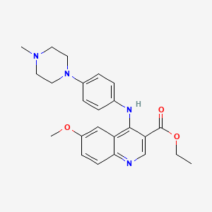 molecular formula C24H28N4O3 B10795870 Ethyl 6-methoxy-4-[4-(4-methylpiperazin-1-yl)anilino]quinoline-3-carboxylate 