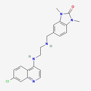 molecular formula C21H22ClN5O B10795905 5-[({2-[(7-chloroquinolin-4-yl)amino]ethyl}amino)methyl]-1,3-dimethyl-1,3-dihydro-2H-benzimidazol-2-one 