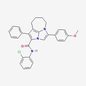 molecular formula C30H26ClN3O2 B10795920 N-(2-chlorophenyl)-2-(4-methoxyphenyl)-6-phenyl-1,4-diazatricyclo[5.4.1.04,12]dodeca-2,5,7(12)-triene-5-carboxamide 