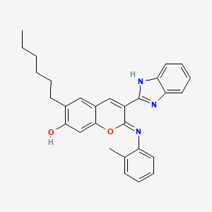 (2Z)-3-(1H-1,3-Benzodiazol-2-YL)-6-hexyl-2-[(2-methylphenyl)imino]-2H-chromen-7-OL