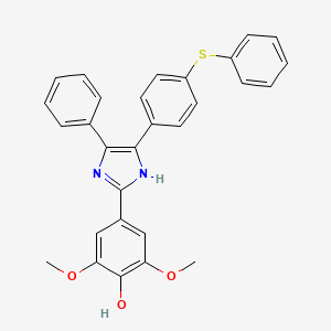 molecular formula C29H24N2O3S B10796003 2,6-dimethoxy-4-{5-phenyl-4-[4-(phenylsulfanyl)phenyl]-1H-imidazol-2-yl}phenol 