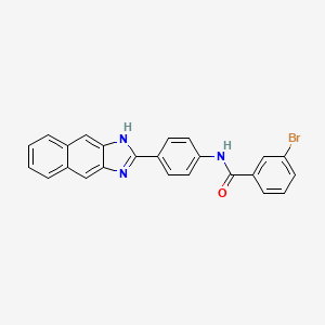 molecular formula C24H16BrN3O B10796047 3-Bromo-N-(4-{1H-naphtho[2,3-D]imidazol-2-YL}phenyl)benzamide 