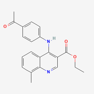 molecular formula C21H20N2O3 B10796053 Ethyl 4-(4-acetylanilino)-8-methylquinoline-3-carboxylate 