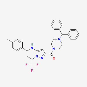 molecular formula C32H32F3N5O B10796054 [4-(Diphenylmethyl)piperazin-1-yl][5-(4-methylphenyl)-7-(trifluoromethyl)-4,5,6,7-tetrahydropyrazolo[1,5-a]pyrimidin-2-yl]methanone 