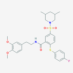 molecular formula C30H35FN2O5S2 B10796060 N-[2-(3,4-dimethoxyphenyl)ethyl]-5-(3,5-dimethylpiperidin-1-yl)sulfonyl-2-(4-fluorophenyl)sulfanylbenzamide 