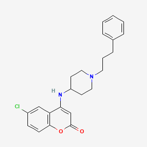 6-Chloro-4-[[1-(3-phenylpropyl)piperidin-4-yl]amino]chromen-2-one