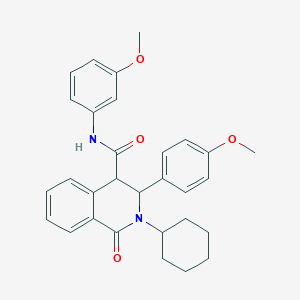 molecular formula C30H32N2O4 B10796071 2-cyclohexyl-N-(3-methoxyphenyl)-3-(4-methoxyphenyl)-1-oxo-1,2,3,4-tetrahydro-4-isoquinolinecarboxamide 