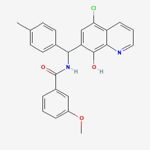 N-[(5-chloro-8-hydroxyquinolin-7-yl)(4-methylphenyl)methyl]-3-methoxybenzamide