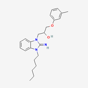 molecular formula C23H31N3O2 B10796146 1-(3-hexyl-2-imino-2,3-dihydro-1H-benzimidazol-1-yl)-3-(3-methylphenoxy)propan-2-ol 