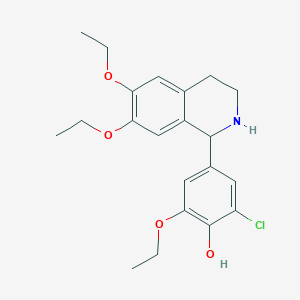 molecular formula C21H26ClNO4 B10796182 2-Chloro-4-(6,7-diethoxy-1,2,3,4-tetrahydroisoquinolin-1-yl)-6-ethoxyphenol 