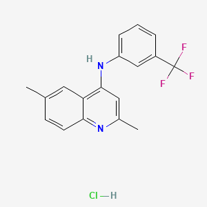 molecular formula C18H16ClF3N2 B10796184 (2,6-Dimethyl(4-quinolyl))[3-(trifluoromethyl)phenyl]amine, chloride 