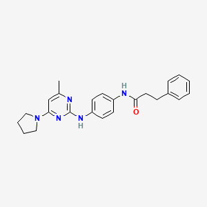 N-(4-((4-methyl-6-(pyrrolidin-1-yl)pyrimidin-2-yl)amino)phenyl)-3-phenylpropanamide