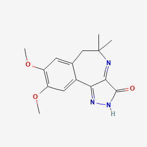 molecular formula C15H17N3O3 B10796262 12,13-Dimethoxy-8,8-dimethyl-3,4,7-triazatricyclo[8.4.0.0(2,6)]tetradeca-1(10),2,6,11,13-pentaen-5-one 