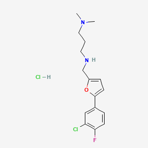 molecular formula C16H21Cl2FN2O B10796274 N-[[5-(3-chloro-4-fluorophenyl)furan-2-yl]methyl]-N',N'-dimethylpropane-1,3-diamine;hydrochloride 