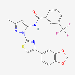 N-[2-[4-(1,3-benzodioxol-5-yl)-1,3-thiazol-2-yl]-5-methylpyrazol-3-yl]-3-(trifluoromethyl)benzamide