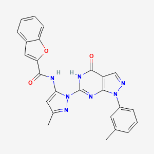 N-(3-methyl-1-(4-oxo-1-(m-tolyl)-4,5-dihydro-1H-pyrazolo[3,4-d]pyrimidin-6-yl)-1H-pyrazol-5-yl)benzofuran-2-carboxamide