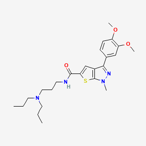 molecular formula C24H34N4O3S B10796336 3-(3,4-dimethoxyphenyl)-N-[3-(dipropylamino)propyl]-1-methyl-1H-thieno[2,3-c]pyrazole-5-carboxamide 