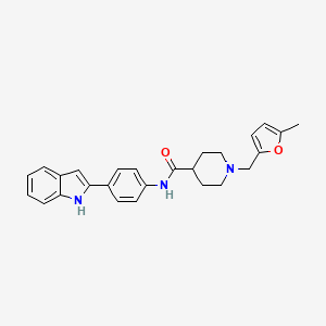 molecular formula C26H27N3O2 B10796338 N-[4-(1H-indol-2-yl)phenyl]-1-[(5-methylfuran-2-yl)methyl]piperidine-4-carboxamide 