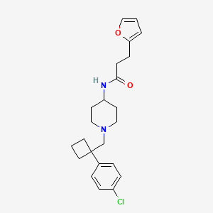 molecular formula C23H29ClN2O2 B10796397 N-[1-[[1-(4-chlorophenyl)cyclobutyl]methyl]piperidin-4-yl]-3-(furan-2-yl)propanamide 