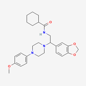 molecular formula C27H35N3O4 B10796404 N-(2-(benzo[d][1,3]dioxol-5-yl)-2-(4-(4-methoxyphenyl)piperazin-1-yl)ethyl)cyclohexanecarboxamide 