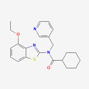 molecular formula C22H25N3O2S B10796415 N-(4-ethoxybenzo[d]thiazol-2-yl)-N-(pyridin-3-ylmethyl)cyclohexanecarboxamide 