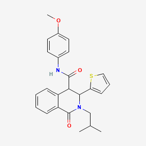 molecular formula C25H26N2O3S B10796468 N-(4-methoxyphenyl)-2-(2-methylpropyl)-1-oxo-3-thiophen-2-yl-3,4-dihydroisoquinoline-4-carboxamide 