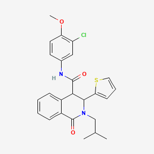 molecular formula C25H25ClN2O3S B10796576 N-(3-chloro-4-methoxyphenyl)-2-(2-methylpropyl)-1-oxo-3-thiophen-2-yl-3,4-dihydroisoquinoline-4-carboxamide 