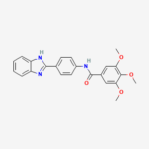 molecular formula C23H21N3O4 B10796578 N-(4-(1H-benzo[d]imidazol-2-yl)phenyl)-3,4,5-trimethoxybenzamide 