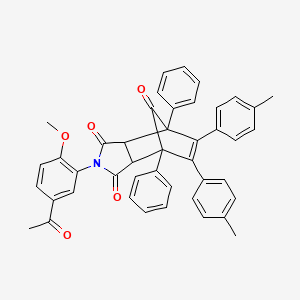 molecular formula C44H35NO5 B10796670 2-(5-acetyl-2-methoxyphenyl)-5,6-bis(4-methylphenyl)-4,7-diphenyl-3a,4,7,7a-tetrahydro-1H-4,7-methanoisoindole-1,3,8(2H)-trione 