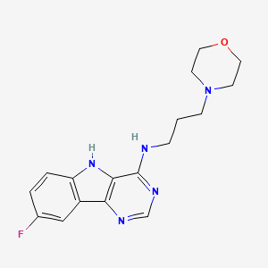 molecular formula C17H20FN5O B10796681 8-fluoro-N-[3-(morpholin-4-yl)propyl]-5H-pyrimido[5,4-b]indol-4-amine 