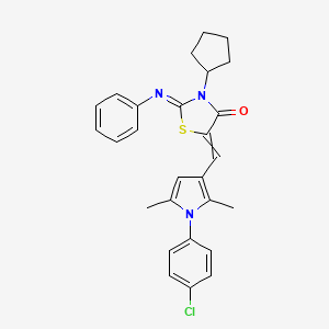 5-[[1-(4-Chlorophenyl)-2,5-dimethylpyrrol-3-yl]methylidene]-3-cyclopentyl-2-phenylimino-1,3-thiazolidin-4-one