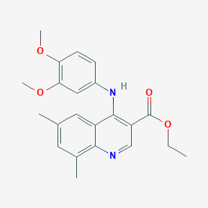 molecular formula C22H24N2O4 B10796731 Ethyl 4-(3,4-dimethoxyanilino)-6,8-dimethylquinoline-3-carboxylate 