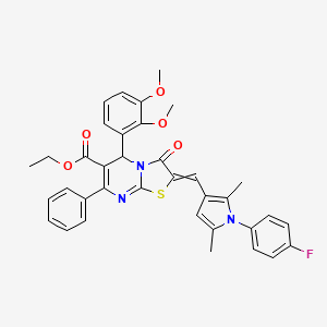 ethyl 5-(2,3-dimethoxyphenyl)-2-[[1-(4-fluorophenyl)-2,5-dimethylpyrrol-3-yl]methylidene]-3-oxo-7-phenyl-5H-[1,3]thiazolo[3,2-a]pyrimidine-6-carboxylate