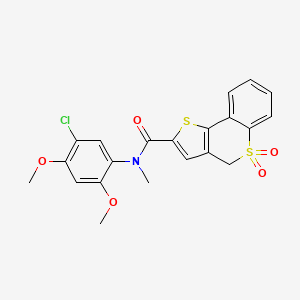 molecular formula C21H18ClNO5S2 B10796750 N-(5-chloro-2,4-dimethoxyphenyl)-N-methyl-5,5-dioxo-4,5-dihydro-5lambda-thieno[3,2-c]thiochromene-2-carboxamide 