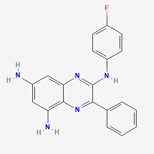 molecular formula C20H16FN5 B10796756 2-[4-(Fluoro)anilino]-3-phenyl-5,7-diaminoquinoxaline 