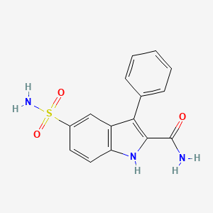 molecular formula C15H13N3O3S B10796764 3-phenyl-5-sulfamoyl-1H-indole-2-carboxamide 