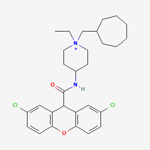 1-(cycloheptylmethyl)-4-(2,7-dichloro-9H-xanthene-9-amido)-1-ethylpiperidin-1-ium