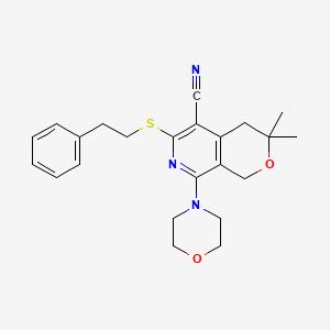 molecular formula C23H27N3O2S B10796778 3,3-Dimethyl-8-morpholin-4-yl-6-(2-phenylethylsulfanyl)-1,4-dihydropyrano[3,4-c]pyridine-5-carbonitrile 