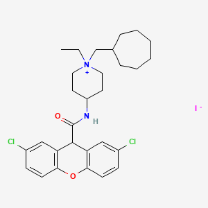 2,7-dichloro-N-[1-(cycloheptylmethyl)-1-ethylpiperidin-1-ium-4-yl]-9H-xanthene-9-carboxamide;iodide